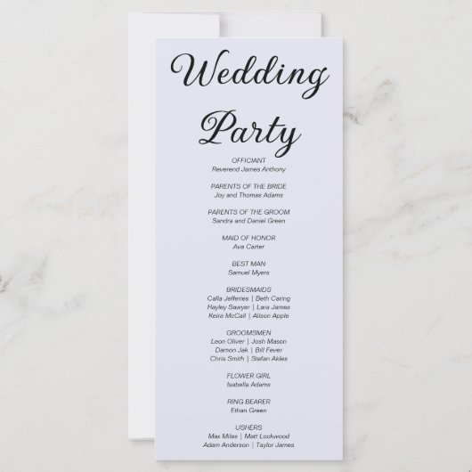 Pumpkin & Blätter Fall Lavender Wedding Programm (Rückseite)