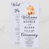 Pumpkin & Blätter Fall Lavender Wedding Programm (Vorne/Hinten)