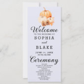 Pumpkin & Blätter Fall Lavender Wedding Programm (Vorderseite)