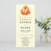 Pumpkin & Blätter Fall Light Yellow Wedding Progra (Stehend Vorderseite)