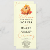 Pumpkin & Blätter Fall Light Yellow Wedding Progra (Vorne/Hinten)