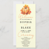 Pumpkin & Blätter Fall Light Yellow Wedding Progra (Vorderseite)
