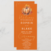Pumpkin & Blätter Fall Orange Wedding Program (Vorne/Hinten)
