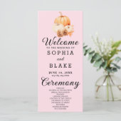 Pumpkin & Blätter Fall Soft Pink Wedding Program (Stehend Vorderseite)