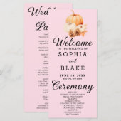 Pumpkin & Blätter Fall Soft Pink Wedding Program (Vorne/Hinten)