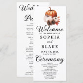 Pumpkin & Blätter Fall White Wedding Programm (Vorne/Hinten)