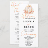 Pumpkin & Blätter Fall White Wedding Programm (Vorne/Hinten)