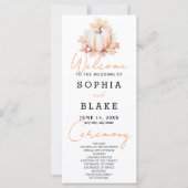 Pumpkin & Blätter Fall White Wedding Programm (Vorderseite)