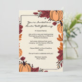 Pumpkin-Blätter Frame Erntedank Einladung (Stehend Vorderseite)
