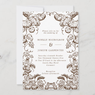 Pumpkin & Blätter Frame Hochzeit im Herbst Einladu Einladung