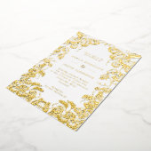 Pumpkin & Blätter Line Gezeichnet Frame-Hochzeit i Folieneinladung (Gedreht)