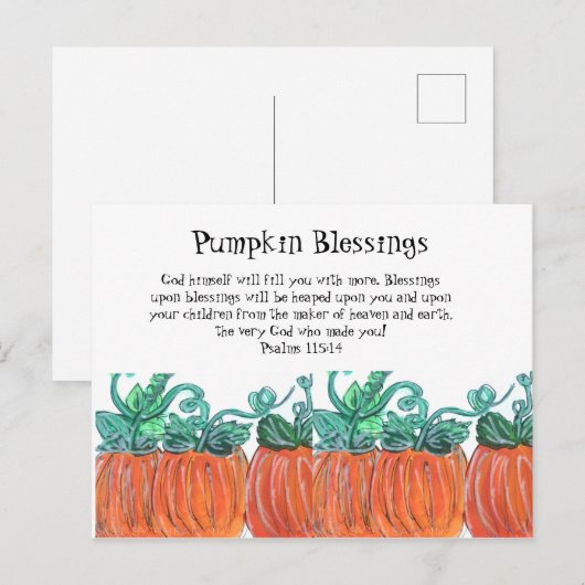 Pumpkin Blessings Postkarte (Vorne/Hinten)