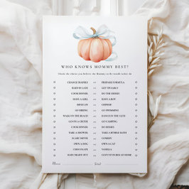 Pumpkin Blue Bow Baby ShowActivity Games