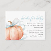 Pumpkin Blue Bow Baby Showbücher für Baby Begleitkarte (Vorderseite)