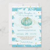 Pumpkin Blue Boy Baby Dusche Einladung (Vorderseite)