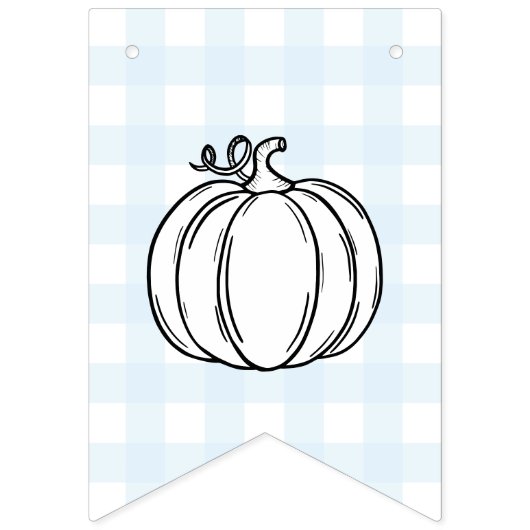 Pumpkin Blue Gingham Baby Showbläschen Wimpelkette (Zweite Fahne)