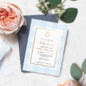 Pumpkin Blue Gingham Baby Shower Foil Einladung