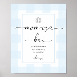 Pumpkin Blue Gingham Baby Shower Mama-osa Bar Sign Poster