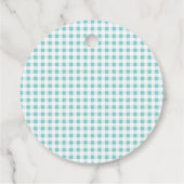 Pumpkin Blue Gingham Kariert Boy Baby Shower Geschenkanhänger (Rückseite)