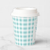 Pumpkin Blue Gingham Kariert Boy Baby Shower Pappbecher (Rechts)