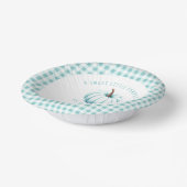 Pumpkin Blue Gingham Kariert Boy Baby Shower Pappteller (Gewinkelt)