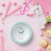 Pumpkin Blue Gingham Kariert Boy Baby Shower Pappteller (Party)