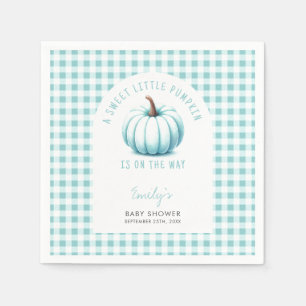 Pumpkin Blue Gingham Kariert Boy Baby Shower Serviette