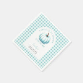 Pumpkin Blue Gingham Kariert Boy Baby Shower Serviette (Ecke)