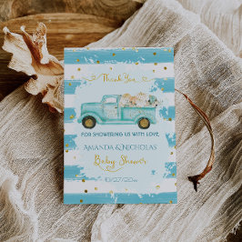 Pumpkin Blue Gold Herbst Herbstdusche Dankeskarte