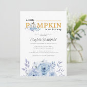 Pumpkin Blue Lilac Boy Baby Dusche Einladung (Stehend Vorderseite)