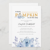 Pumpkin Blue Lilac Boy Baby Dusche Einladung (Vorne/Hinten)