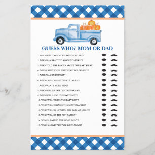 Pumpkin Blue LKW Baby Ratet Who Baby Showspiel Flyer