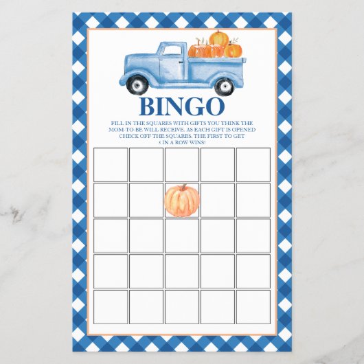 Pumpkin Blue LKW Baby Showroom Bingo Flyer (Vorne)