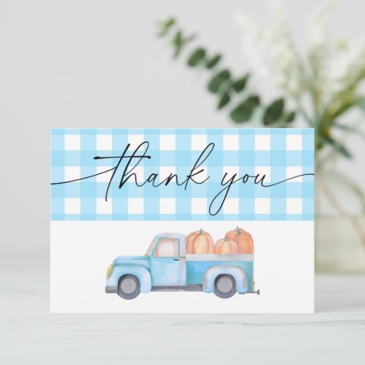 Pumpkin Blue LKW Vielen Dank Dankeskarte (Stehend Vorderseite)