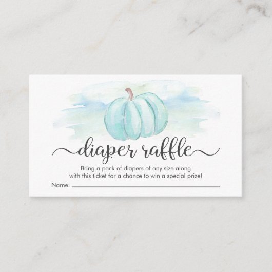 Pumpkin Blue Mint Diaper Raffle Baby Dusche Begleitkarte (Vorderseite)