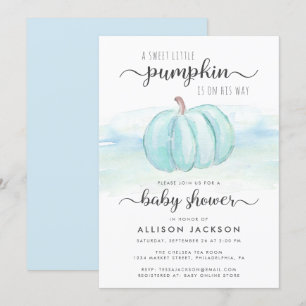 Pumpkin Blue Mint Watercolor Babydusche Einladung