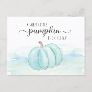 Pumpkin Blue Mint Watercolor Babydusche Einladungspostkarte