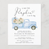 Pumpkin Blue Truck Baby Boy Dusche Einladung (Vorderseite)