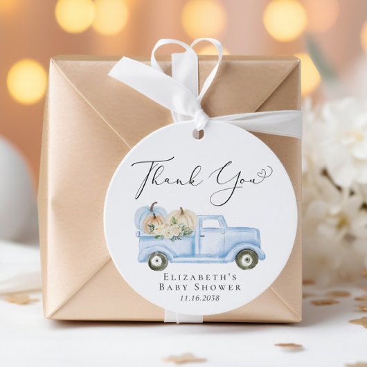 Pumpkin Blue Truck Baby Dusche Vielen Dank Geschenkanhänger