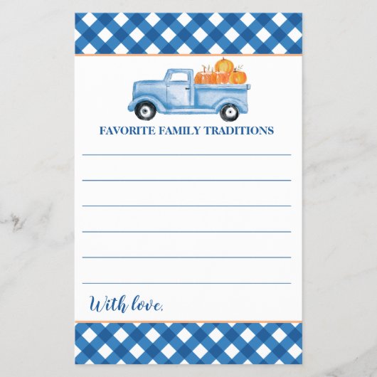 Pumpkin Blue Truck Baby Duwer Familientraditionen Flyer (Vorne)