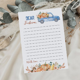 Pumpkin Blue Truck Time Capsule Note Card Dankeskarte