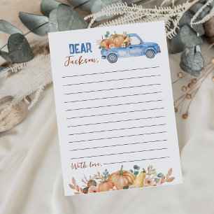 Pumpkin Blue Truck Time Capsule Note Card Dankeskarte