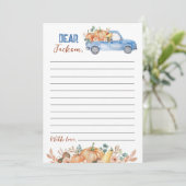 Pumpkin Blue Truck Time Capsule Note Card Dankeskarte (Stehend Vorderseite)