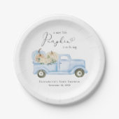Pumpkin Blue Truck Watercolor Babydusche Pappteller (Vorderseite)