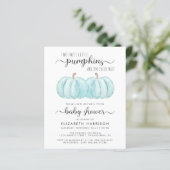 Pumpkin Blue Twin Baby Boys Dusche Einladung (Stehend Vorderseite)