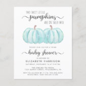 Pumpkin Blue Twin Baby Boys Dusche Einladung (Vorderseite)