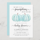Pumpkin Blue Twin Baby Boys Dusche Einladung (Vorne/Hinten)