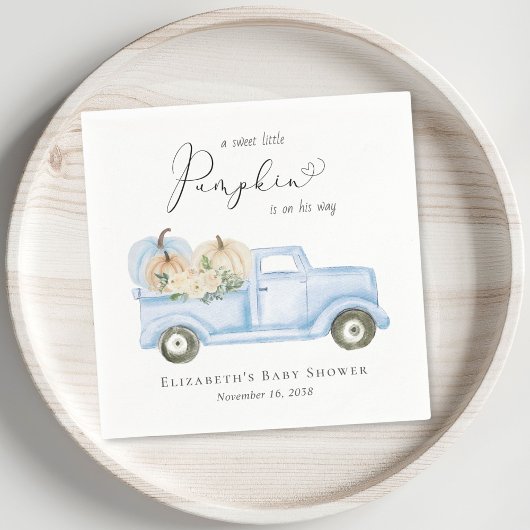 Pumpkin Blue Vintag Truck Baby Boy Dusche Serviette
