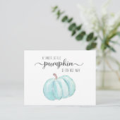 Pumpkin Blue Watercolor Baby Boy Dusche Einladungspostkarte (Stehend Vorderseite)