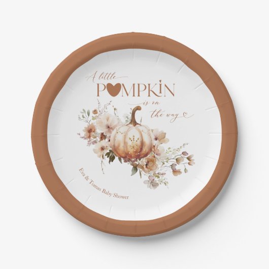 Pumpkin & Blume Boho Fall Babydusche Pappteller (Vorderseite)